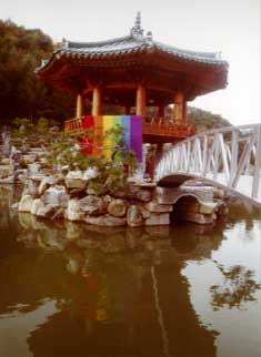 Triptychon Korea Stones and water (Steine und Wasser), 3,8 x 1,6 m, 2001