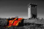 Ehemalige 'Führungsstelle der DDR-Grenztruppen' (Wachturm) bei Lauen, Mecklenburg, 23. Oktober 1991