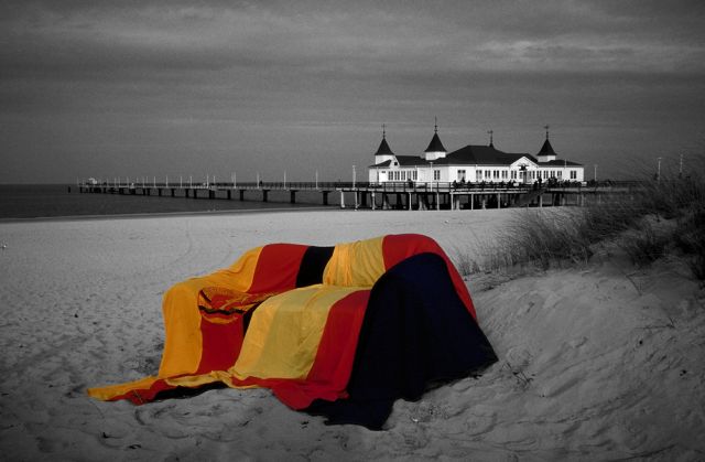Seebrücke von Ahlbeck, Insel Usedom, 26. März 1999