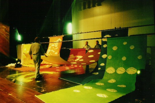 Farbfahnen in der Kongresshalle B&ouml;blingen, September 1998