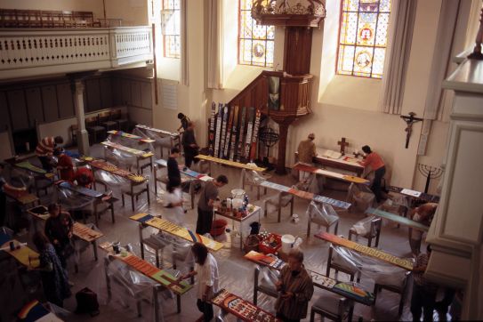 Workshop „Konfirmanten entwerfen eigene Seelenbretter®”, Evangelische Stadtkirche Weinheim/Bergstraße, September 2005