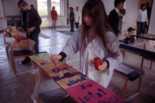 Workshop „Seelenbretter®-Malen” im Ökumenischen Bildungszentrum sanctclara Mannheim, November 2006