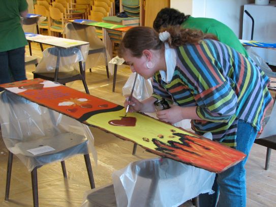 Workshop „Seelenbretter®-Malen” mit Konfirmanden und Erwachsenen im Gemeindehaus St. Stephani, Diakonisches Werk Helmstedt, 10. März und 21. April 2007