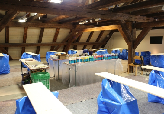 Workshop „Seelenbretter®-Malen” im Fränkischen Freilandmuseum des Bezirks Mittelfranken, Bad Windsheim, im November 2013